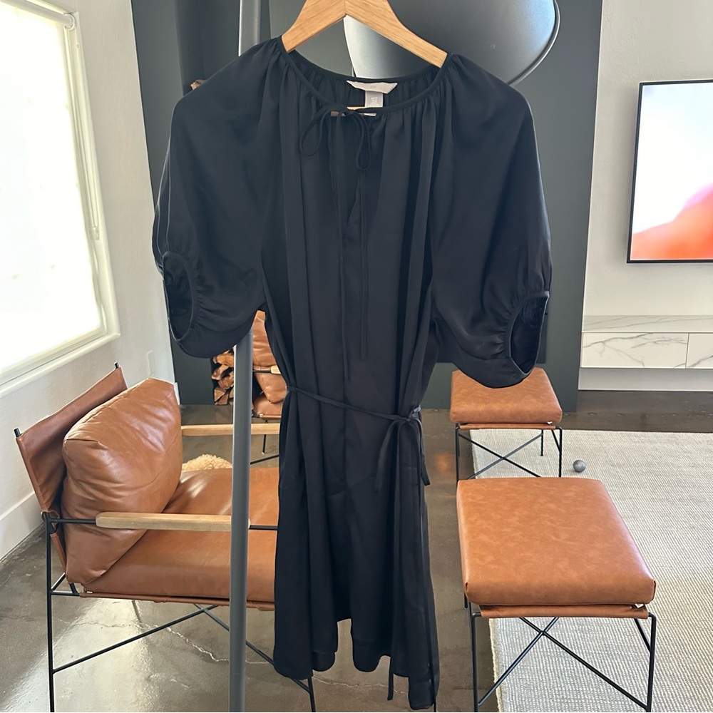 Black silk like dress